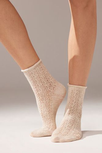 Fretwork Linen Blend Short Socks Woman Nude Size TU - Calzedonia - Modalova