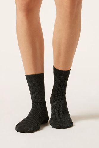 Ribbed Glitter Socks Woman Black Size TU - Calzedonia - Modalova