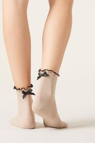 Socks with Bow Woman Nude Size TU - Calzedonia - Modalova