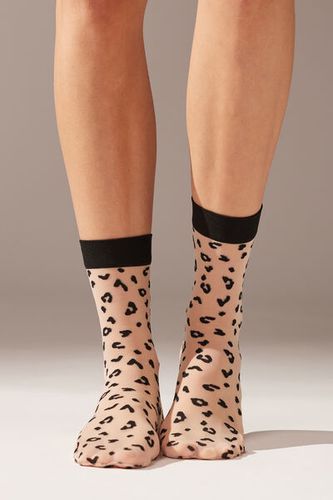 Sheer 15 Denier Short Animal Pattern Socks Woman Size TU - Calzedonia - Modalova