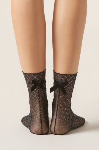 Diamond Patterned Sheer Socks Woman Black Size TU - Calzedonia - Modalova