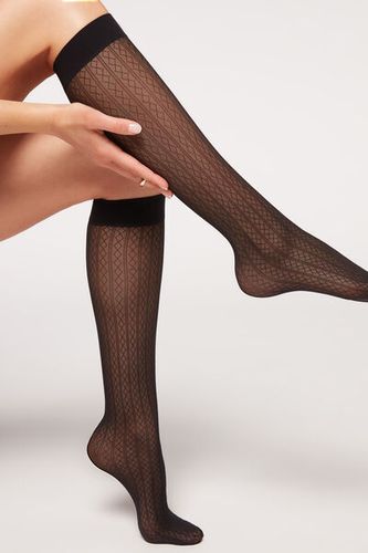 Diamond Patterned Eco Knee-Highs Woman Black Size TU - Calzedonia - Modalova