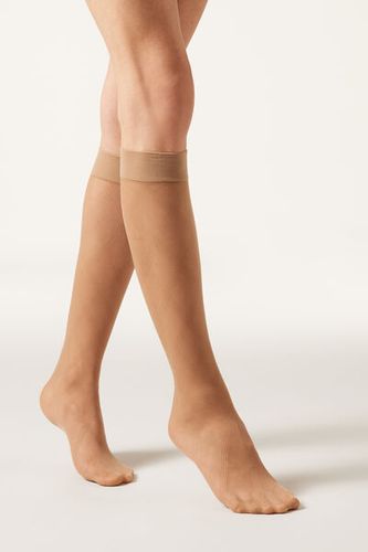 Sheer Diamond Pattern Knee High Socks Woman Nude Size TU - Calzedonia - Modalova