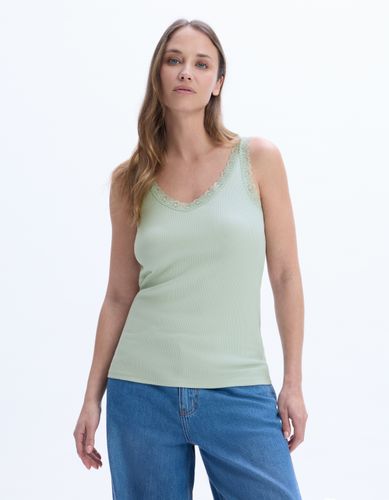 Débardeur côtelé à dentelle - vert - celio - Modalova