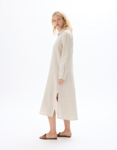 Robe longue en lin - beige - celio - Modalova