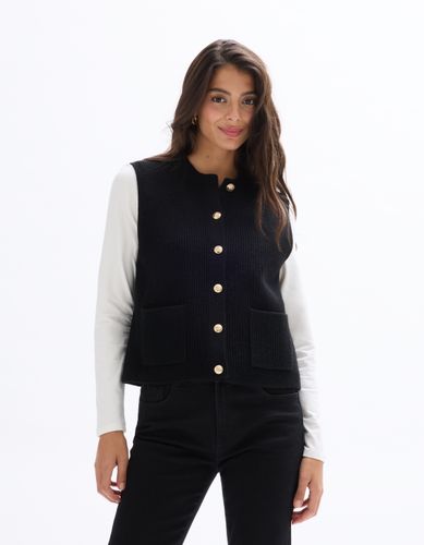 Gilet boutonné sans manches - noir - celio - Modalova