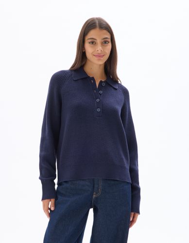 Pull col polo en maille - marine - celio - Modalova