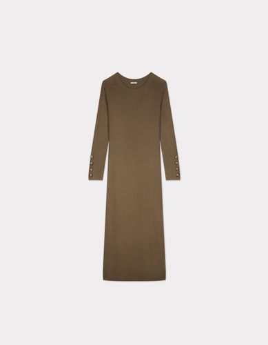 Robe longue en maille côtelée - kaki - celio - Modalova