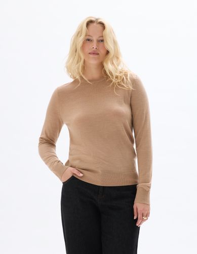 Pull 100% laine mérinos à col rond - beige - celio - Modalova