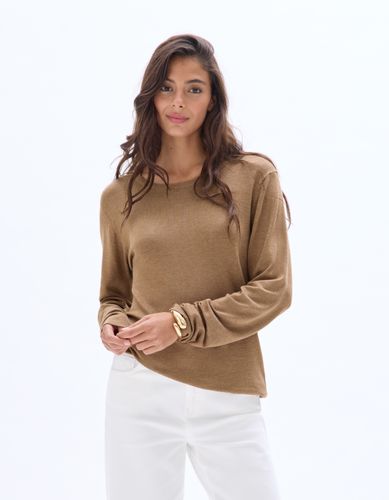 Pull fluide col rond en viscose écovero - marron - celio - Modalova