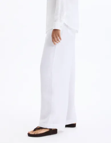 Pantalon en lin - blanc - celio - Modalova