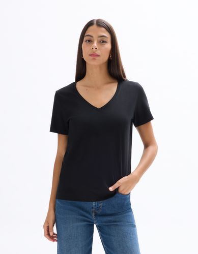 T-shirt en coton à col V - noir - celio - Modalova
