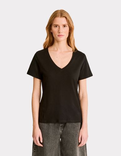 T-shirt en coton à col V - noir - celio - Modalova