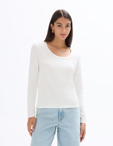 T-shirt ajusté à manches longues - écru - celio - Modalova