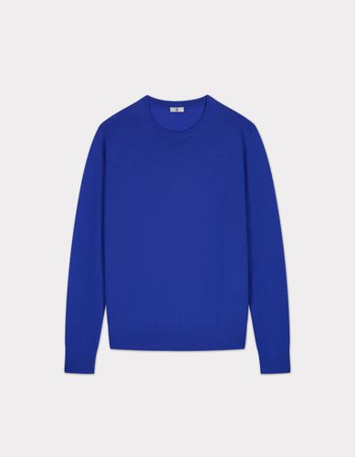 Pull 100% laine mérinos à col rond - bleu - celio - Modalova