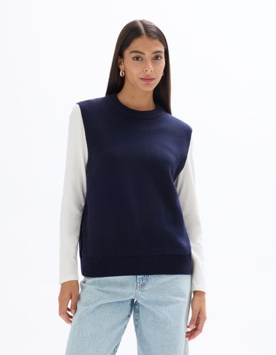 Pull sans manches col rond-marine - celio - Modalova