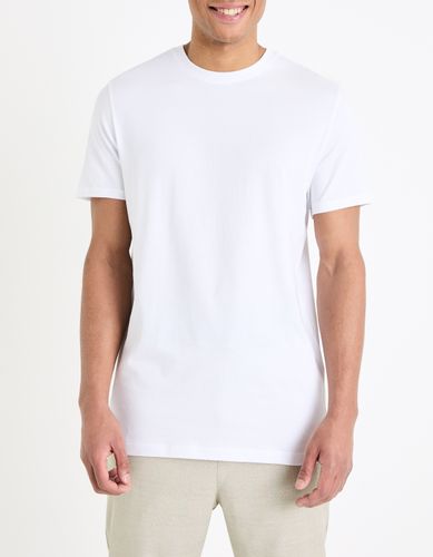 T-shirt straight col rond 100% coton + long - camaieu - Modalova