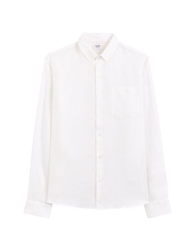 Chemise regular en lin - blanc - camaieu - Modalova