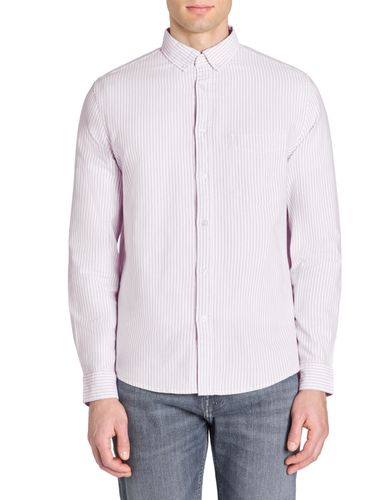 Chemise regular à rayures 100% coton - violet - camaieu - Modalova