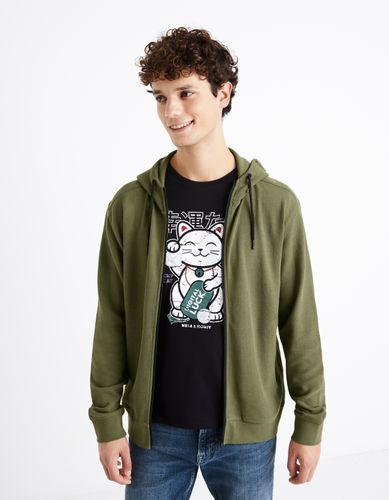 Sweat à capuche zippé - kaki - camaieu - Modalova