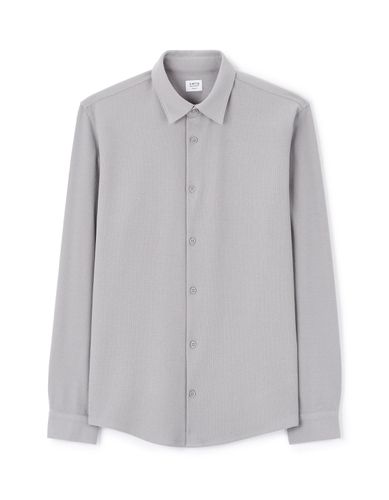 Chemise regular en maille gaufré coton stretch - gris - camaieu - Modalova