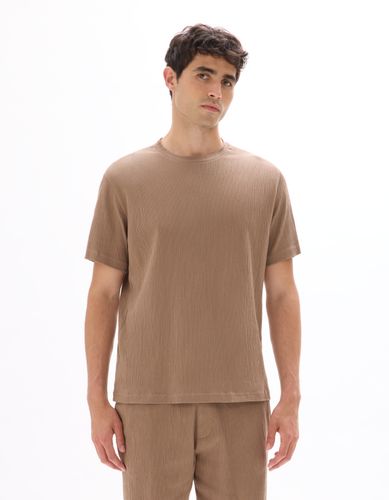 T-shirt boxy col rond plissée - camaieu - Modalova