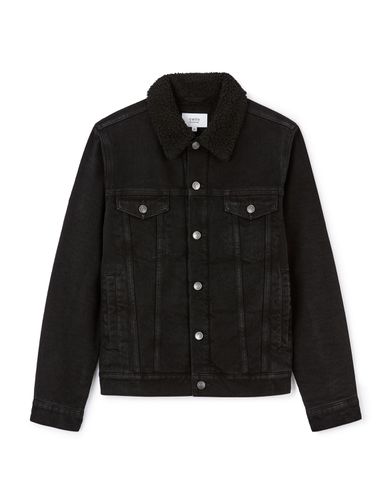 Veste en jean doublé sherpa - noir - camaieu - Modalova