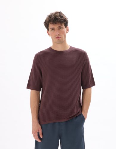 T-shirt boxy col rond en maille ajourée - camaieu - Modalova