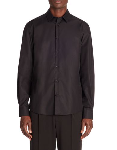 Chemise slim en coton - noir - camaieu - Modalova