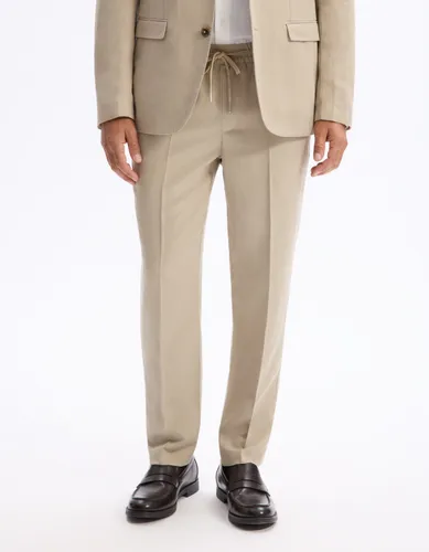 Pantalon slim en twill - beige - camaieu - Modalova