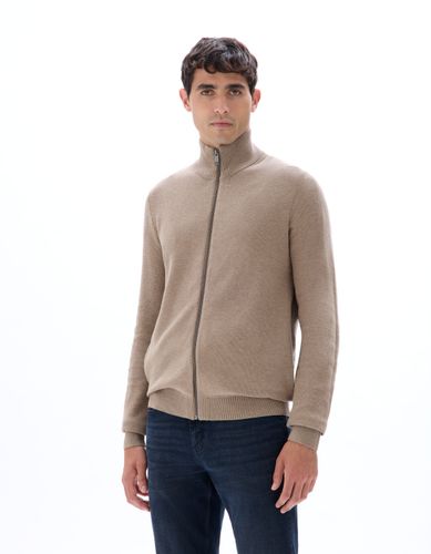 Cardigan zippé col camioneur 100% coton - beige - camaieu - Modalova