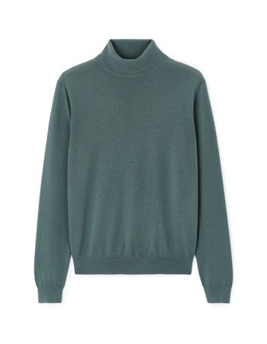 Pull col roulé 100% laine mérinos - vert - camaieu - Modalova