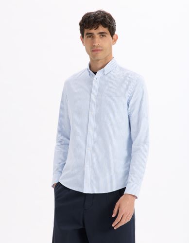 Chemise regular à rayures en coton oxford - camaieu - Modalova