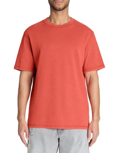 T-shirt boxy col rond 100% coton pigment - rouge - camaieu - Modalova