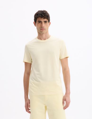 T-shirt regular col rond 100% coton - jaune - camaieu - Modalova