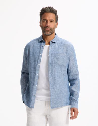 Chemise regular 100% lin - chambray - camaieu - Modalova