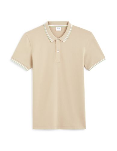 Polo piqué slim en coton stretch - taupe clair - camaieu - Modalova