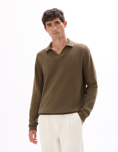 Pull oversize col V 100% coton - taupe - camaieu - Modalova