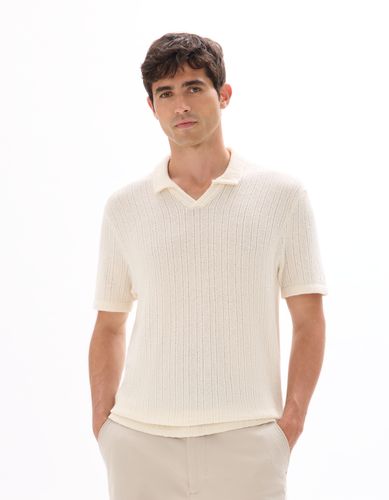 Polo regular en maille côtelé - beige - camaieu - Modalova