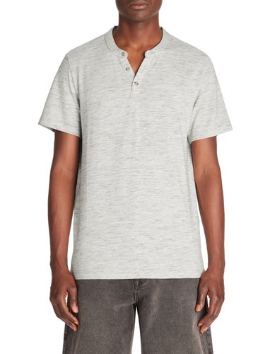 T-shirt regular col tunisien coton mélangé - gris - camaieu - Modalova