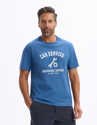 T-shirt boxy col rond 100% coton - marine - camaieu - Modalova