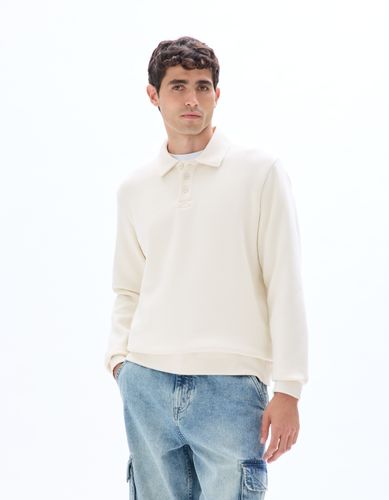 Sweat regular col polo - beige - camaieu - Modalova