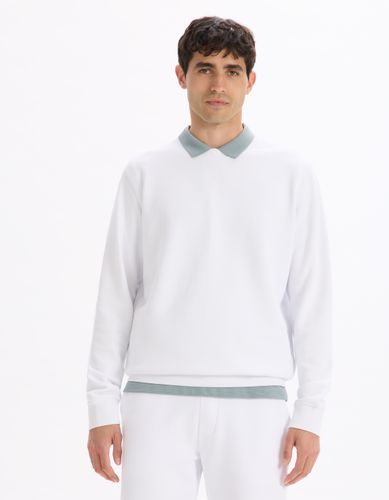 Sweat col rond 100% coton - blanc - camaieu - Modalova