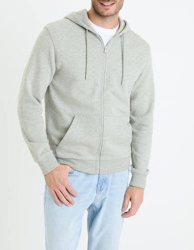 Sweat zippé à capuche en coton mélangé - camaieu - Modalova