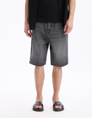 Long bermuda baggy en jean - noir - camaieu - Modalova
