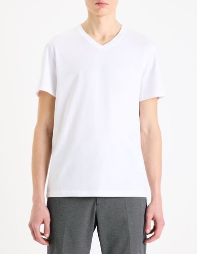 T-shirt regular col V 100% coton - camaieu - Modalova