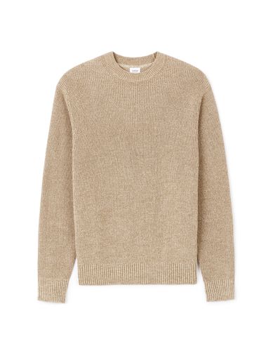 Pull col rond en coton - beige - camaieu - Modalova