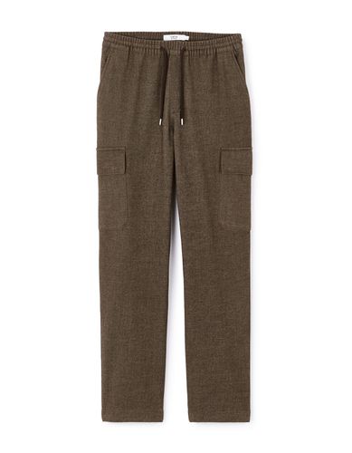 Pantalon cargo straight flanelle stretch - marron - camaieu - Modalova