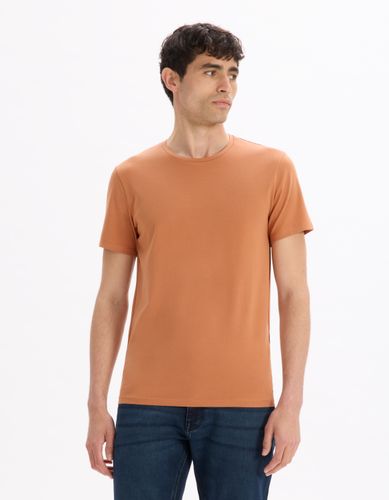 T-shirt slim col rond en coton stretch - camaieu - Modalova