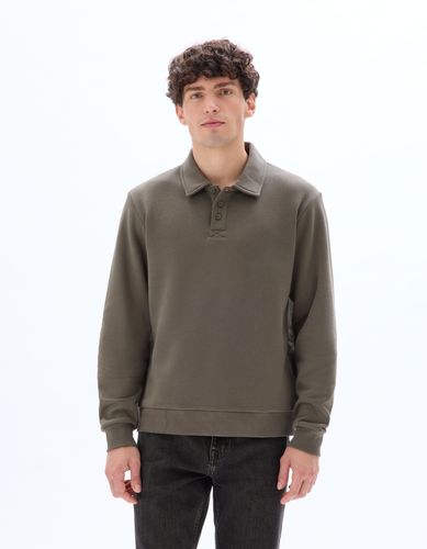 Sweat regular col polo - kaki - camaieu - Modalova